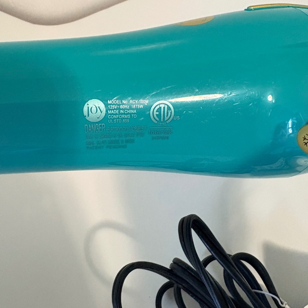 Joy Hair Dryer RCY-100M Ionic Touch Sensor Teal Gold Womens Working Pre-owned - Picture 2 of 5